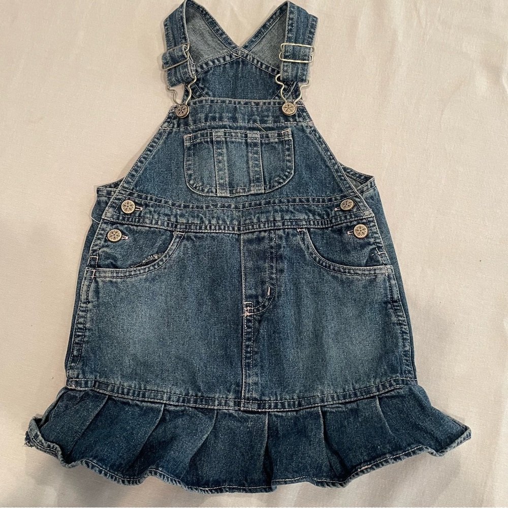 Cherokee Girls Denim Overall Jumper Dress 2T Toddler